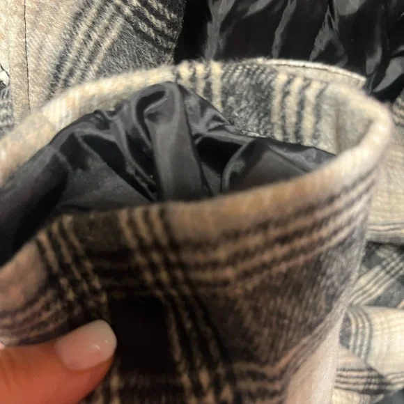 NWOT Me Jane Black and Cream Plaid Pea Coat - Picture 7 of 7